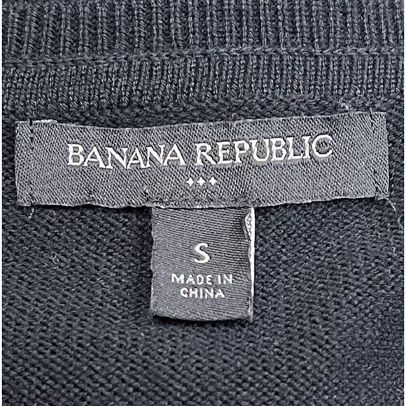 BANANA REPUBLIC Womens SMALL Black Pleated Bell Sleeve Cotton Blend SWEATER EUC - Picture 6 of 7
